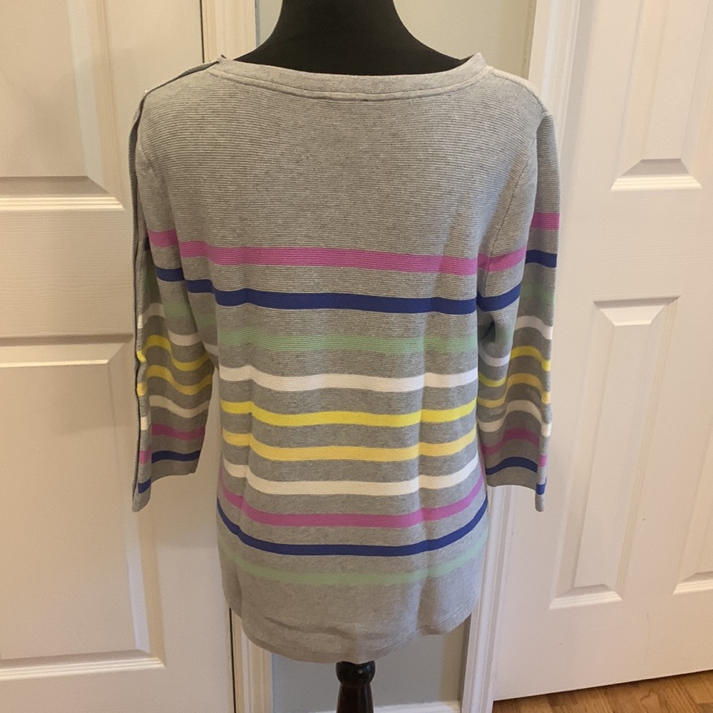 Talbots Multicolor Stripe Button 3/4 Sleeve Detai… - image 5